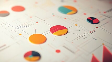 Fototapeta premium Colorful Pie Charts on a White Background
