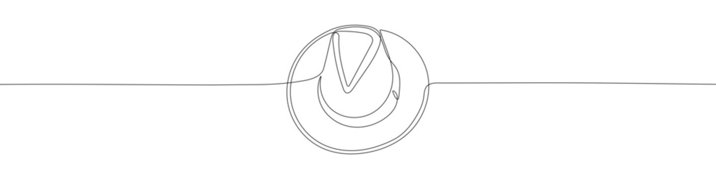 recommend clip art: Hat continuous line drawing vector illustration. Top view. Sun cowboy hat. Editable stroke