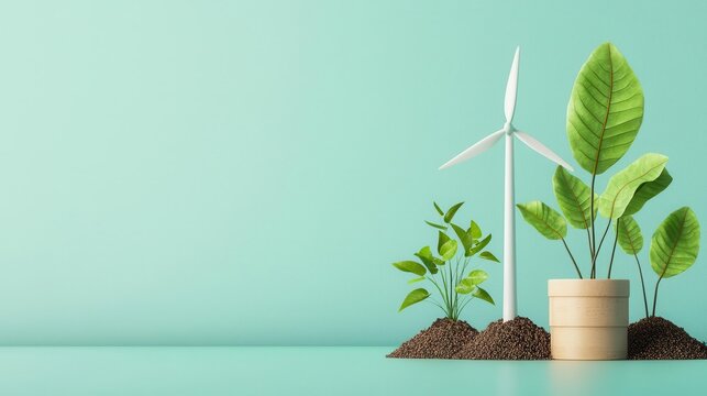 Solar and wind energy infographic with a chart tracking green portfolio growth over time