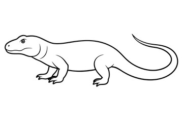 Komodo Dragon Line Art Illustration.