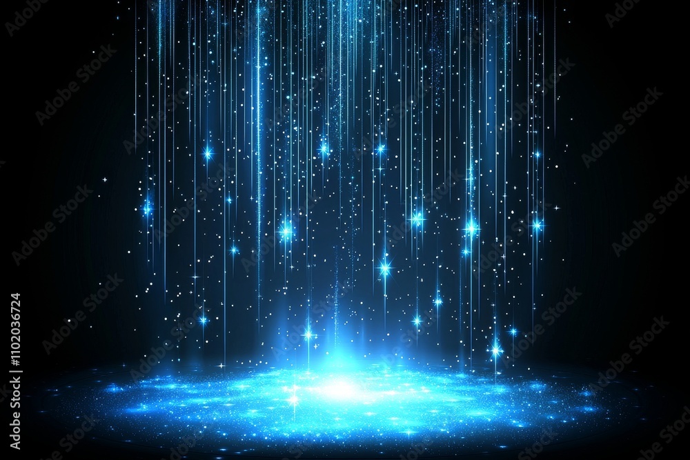 Wall mural an abstract technological background with blue nature and particle effects.