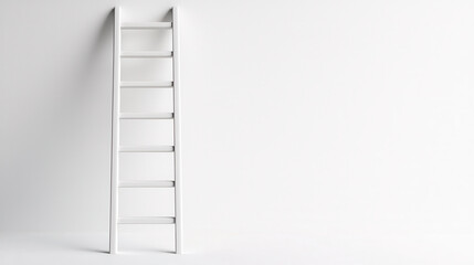simple white ladder stands against clean white background, showcasing its minimalist design and functionality. This versatile piece is perfect for various settings