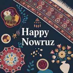 Fototapeta premium Happy Nowruz Celebration Banner with Festive Elements