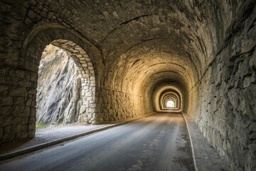 Obraz premium Tunnel with a focus on texture and materiality, materiality, industrial tunnel