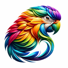 Obraz premium Rainbow Macaw Illustration - Colorful Feathers, Tropical Bird, Vivid Colors, Artistic, Winged