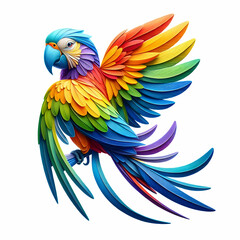 Obraz premium Rainbow Macaw Illustration - Colorful Feathers, Tropical Bird, Vivid Colors, Artistic, Winged