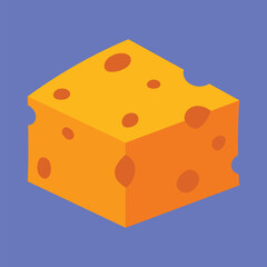 Cheese cube vector icon. piece of Cheese illustration. tasty cheese icon
