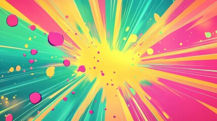 Neon glowing bursts and comic tones highlight this vibrant wallpaper design