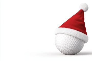 Golf Ball Wearing Santa Hat for Holiday Season Decorations