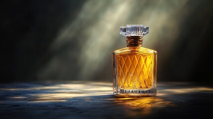 Elegant Yellow Perfume Bottle, Spotlight Concept