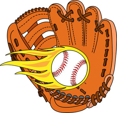 Ball and glove softball vector illustration isolated on white background