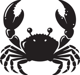 A silhouette of a crab with its claws raised in a cheerful gesture