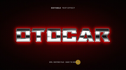 3D chrome text effect, editable otocar text style.