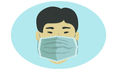 young guy of Asian appearance in a protective medical mask
