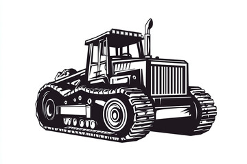 Naklejka premium Vector logo or icon of a bulldozer, isolated on white background.