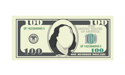 vector image of a hundred dollar bill on a white background