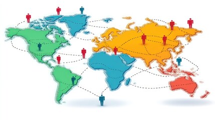 Obraz premium Global network connection illustration showing worldwide communication and collaboration.