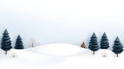 Dreamy watercolor winter scene with snow-covered trees and a soft horizon fading into a cool sky