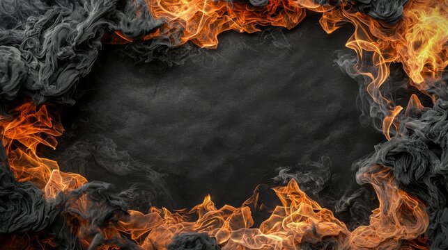 A top-notch discount flyer template with incendiary corners, influenced by an old poster component. The texture of fire on paper, with flames isolated on a see-through background.