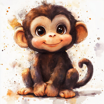 affe, monkey, cartoons, tier, vektor, abbildung, 