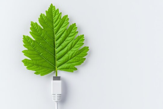 To reconnect with nature and yourself, unplug from technology, as depicted by a green leaf plant linked to a disconnected USB cord, emphasizing the mental health advantages.