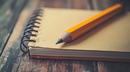 Yellow Pencil Resting on Spiral Notebook