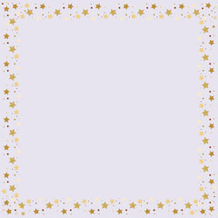 Square gold frame made of gold stars. Star brush. Design for cards, posters, flyers for New Year, Christmas. Vector illustration.