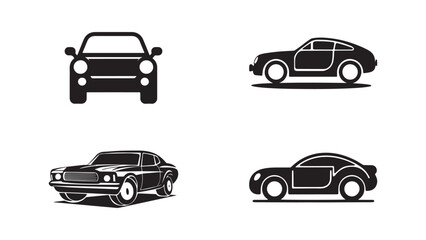 Obraz premium Linear style car icon set with transport symbols in vector illustration.