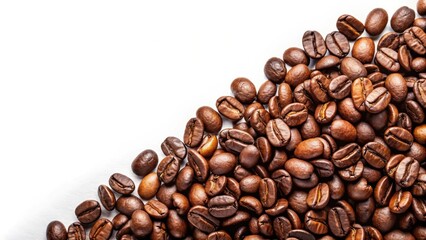 Obraz premium Roasted coffee beans isolated on white background, coffee, beans, roasted, isolated, brown, aromatic, caffeine, espresso, drink