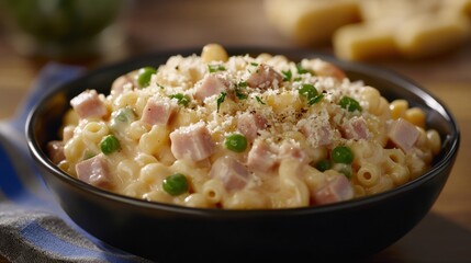 Creamy Ham and Pasta Dish with Peas