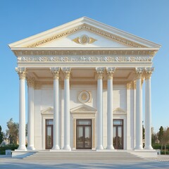 Obraz premium This grand architectural structure features ornate columns and a striking faÃ§ade, ideal for use in real estate, historical references, or educational materials about classical architecture,