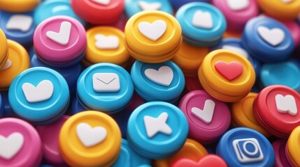 Fototapeta premium Colorful social media icons pile.