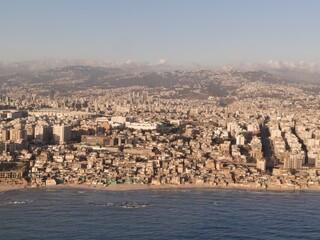Fototapeta premium the panorama of Beirut city and the slums in southern Beirut in Lebanon