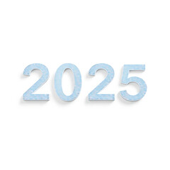 A clean and modern '2025' text in sans-serif font with a holographic shimmer effect, placed over a gradient of soft pastel colors blending into white."