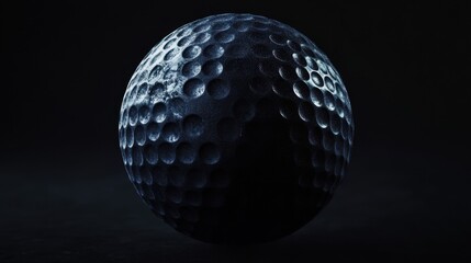 Dark and Textured Golf Ball on Black Background for Sports Themes