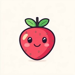 Obraz premium Logo design, a cute red color strawberry character on white background