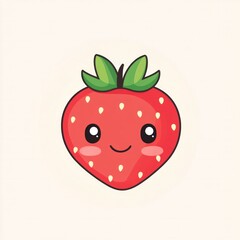 Obraz premium Logo design, a cute red color strawberry character on white background