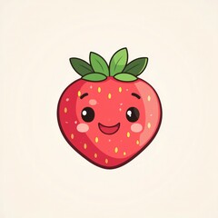 Obraz premium Logo design, a cute red color strawberry character on white background
