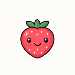 Obraz premium Logo design, a cute red color strawberry character on white background