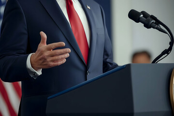 Politician Delivering a Speech at a Press Conference