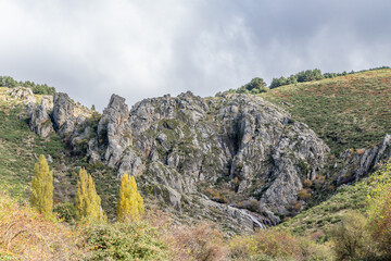 View of Chorrera de los Litueros waterfall, Sierra de Guadarrama Natural park, Madrid, Spain