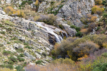 View of Chorrera de los Litueros waterfall, Sierra de Guadarrama Natural park, Madrid, Spain