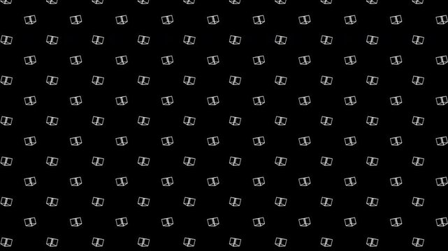 Abstract rotating cube shapes pattern animation on black background. Animation of math squares loop movement. Comic retro pop up style. Social media, for advertisements, presentations	