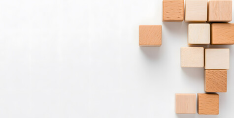 Wooden Kids Blocks on a White Background – Simple, Colourful Educational Toys for Creative Play and Learning