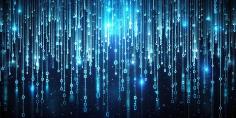 Binary code rain falling in a digital abstract technology background, with a hacker theme, design, digital, abstract, technology