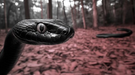 Fototapeta premium Snake sensing heat patterns in the dark, relying on its thermal vision to navigate and hunt. The essence of adaptation and survival in nature.