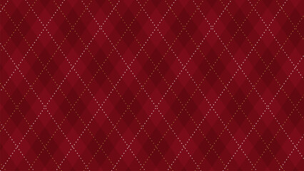 Christmas Seamless vivid geometric background for fabric, textile, men clothing, wrapping paper. Argyle vector pattern. Dark green with thin slim golden dotted line. 