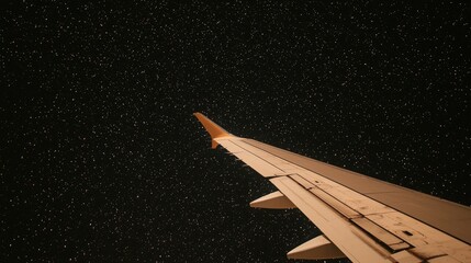 Aerial perspective serene night photography of passenger plane