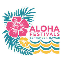 Tropical Hibiscus and Ocean Waves Logo
