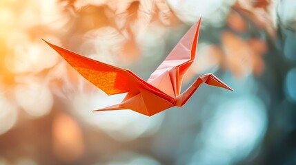Transforming Paper Crane Taking Flight Symbolizing Creativity and Freedom